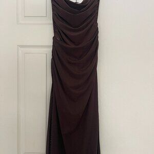 Zara tulle strapless brown midi dress with upper body suit